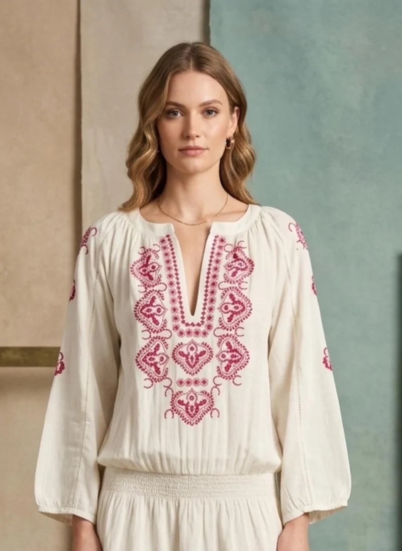 Alaya Pink Women Embroidered  Rayon Midi Dress -AL3754 for Women | Best Price UAE