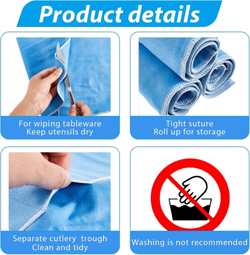 ikaufen 8Pcs Silver Storage Bags Anti Tarnish Flannel Silver Protector Bags Blue Holder for Silverware Flatware Storage Organizer Silver Storage Cloth with White Ribbon for Kitchen Utensils - Image 3