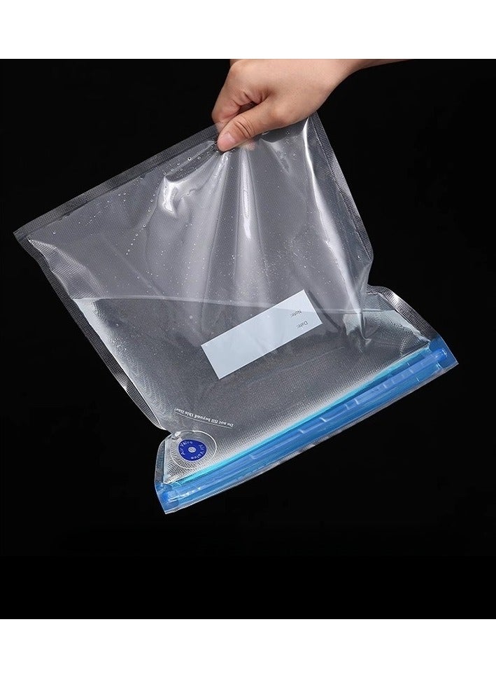 4 Vacuum Zipper Bags + 1 Manual Vacuum Pump + 1 Clip, Vacuum Seal Bags, Food Storage Bags, Reusable Bags, Double Layer, BPA Free  - Image 4