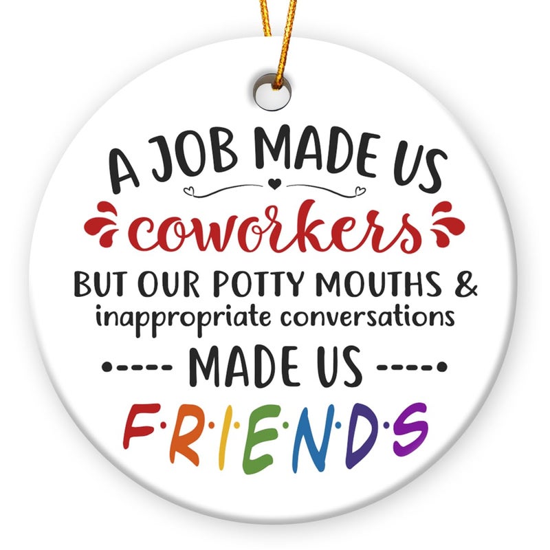 Coworkers Christmas Tree Decorations for Office Ceramic Ornament Gift Ideal for Women Friends Coworker Teachers Work Bestie Funny Friendship Emotional Support Gifts Affordable Xmas Presents