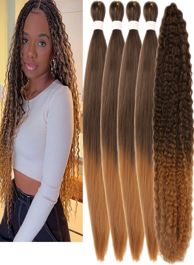 Leticia Ombre Dark Brown Braiding Hair Pre stretched Braid 52inches Italian Curls Braiding Hair Knotless Non Toxic Itch Free for Dark Brown Boho Braids - Image 1