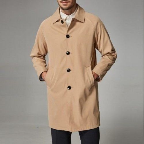 Lapel Simple Basic Windbreaker Mens Mid-length Loose Skin Windbreaker Spring and Autumn Pure Color Casual Thin Coat 1  - Image 4