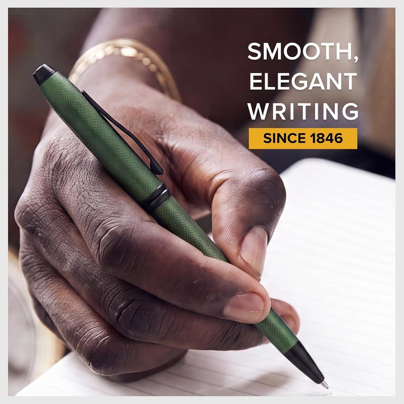 Cross Townsend PVD Micro-knurl Ballpoint Pen - Matte Green | Elegant Pen for Effortless Writing - Image 3
