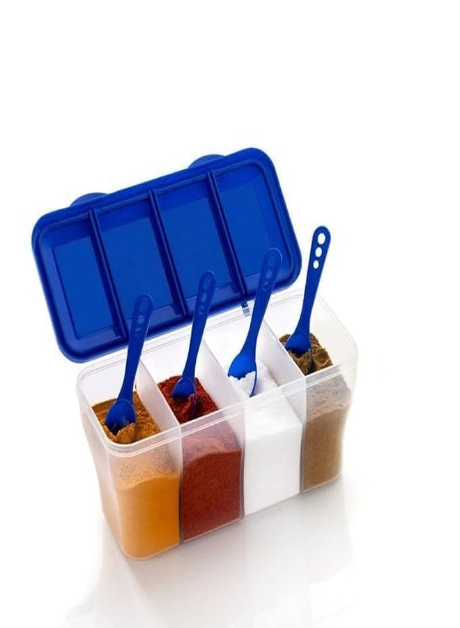 KITCHOOK Multipurpose 4 In 1 Masala Box for Kitchen, Spice Boxes for Kitchen,4 Compartment Storage Containers Airtight Grocery,Cereal,Dry Fruits Dabba 1800Ml with Spoons (pack of 2) - Image 4