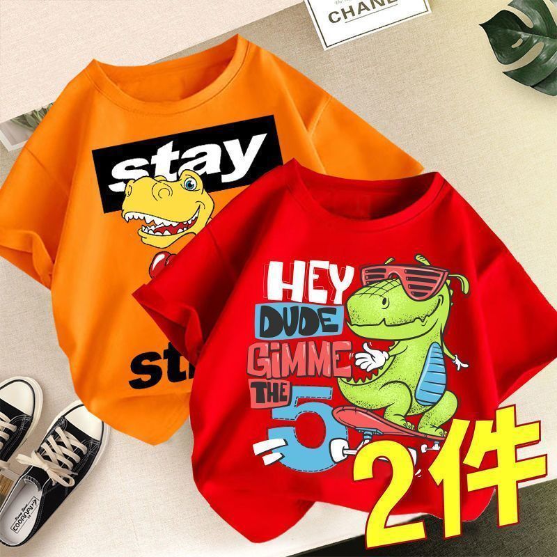 100 Cotton 24 New Little Boy'S Cotton T-Shirt Short-Sleeved Half-Sleeved Summer Thin Summer Wear Breathable Loose Children'S Wear 12 - Image 1