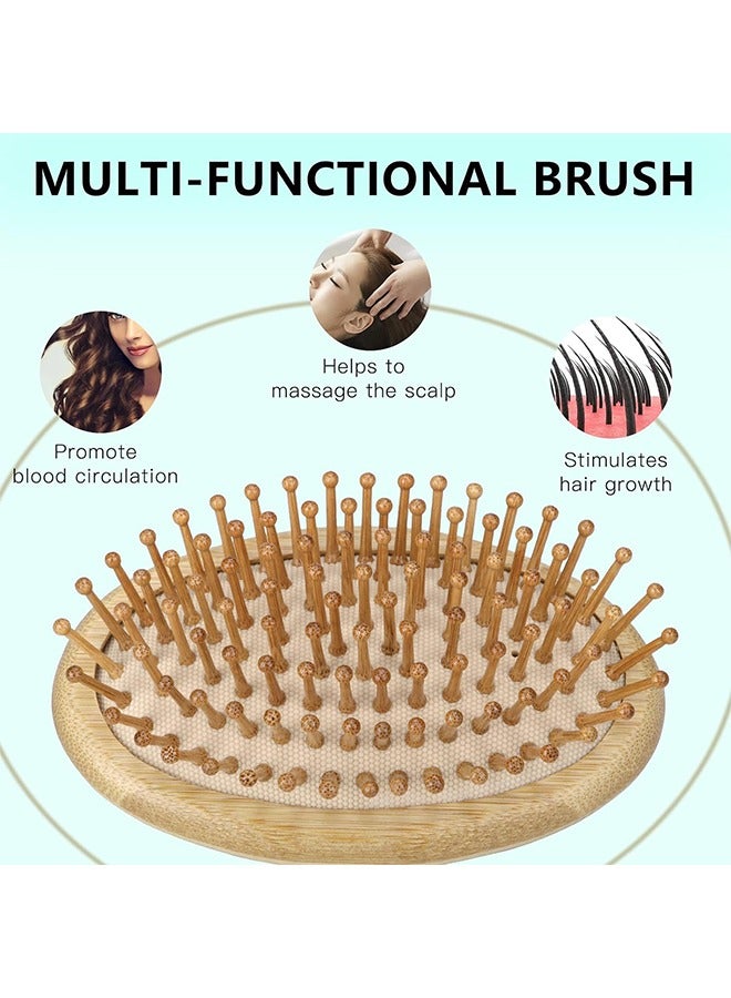 HS Massage Hair Brush, Hair Brush, Wood Bristle Hair Brushs, No Handle Design, Easily Put In Your Carry-On Cosmetic Bag, Round Wood Pins Anti-Static Protect Scalp And Hair, Mini Hair Brush - Image 4