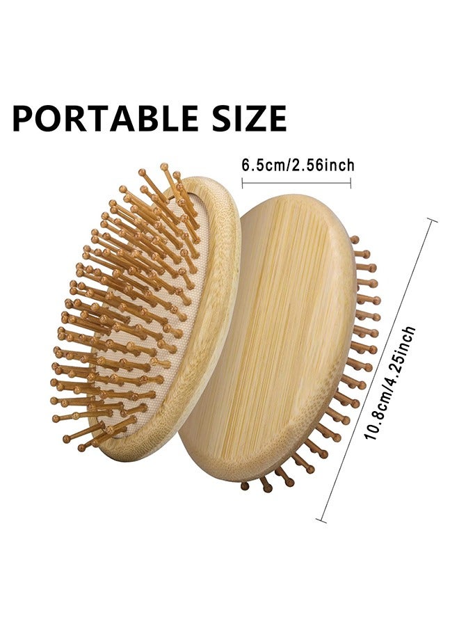 HS Massage Hair Brush, Hair Brush, Wood Bristle Hair Brushs, No Handle Design, Easily Put In Your Carry-On Cosmetic Bag, Round Wood Pins Anti-Static Protect Scalp And Hair, Mini Hair Brush - Image 5