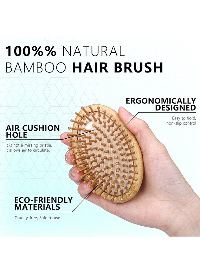 HS Massage Hair Brush, Hair Brush, Wood Bristle Hair Brushs, No Handle Design, Easily Put In Your Carry-On Cosmetic Bag, Round Wood Pins Anti-Static Protect Scalp And Hair, Mini Hair Brush - Image 2
