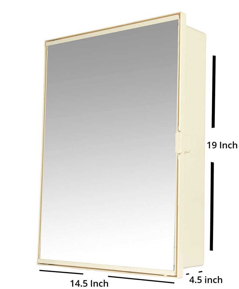 PGen Sized Medium 145x45x19 Inches Spacious Full Mirror Single Door Magnetic Lock Plastic Cabinet Plastic Wall Shelf Number of Shelves 5 Rider 145x19 Ivory - Image 2