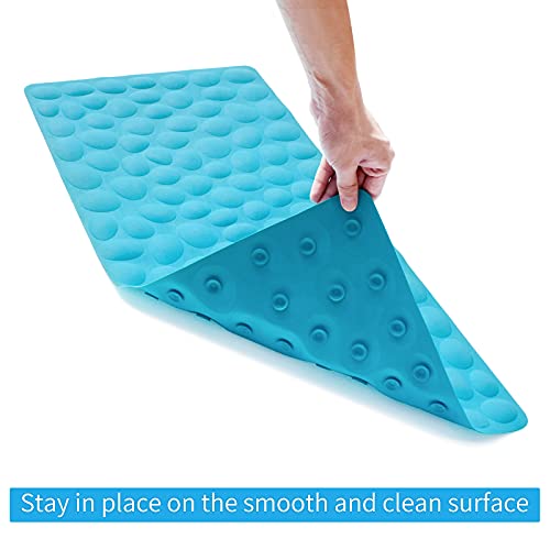 OTHWAY Non-Slip Bathtub Mat OTHWAY Soft Rubber Bathroom Bathmat with Strong Suction Cups (Blue) - Image 2