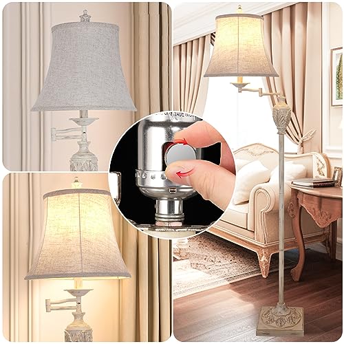 AIDENOEY Traditional LED Floor Lamp with 350° Adjustable Swing Arm Lamp – Vintage Pole lamp Swing arm for Living Room, Bedroom and Office – Rustic Upright Floor Light for Home Décor with Faux Silk Fabric Shade - Image 3