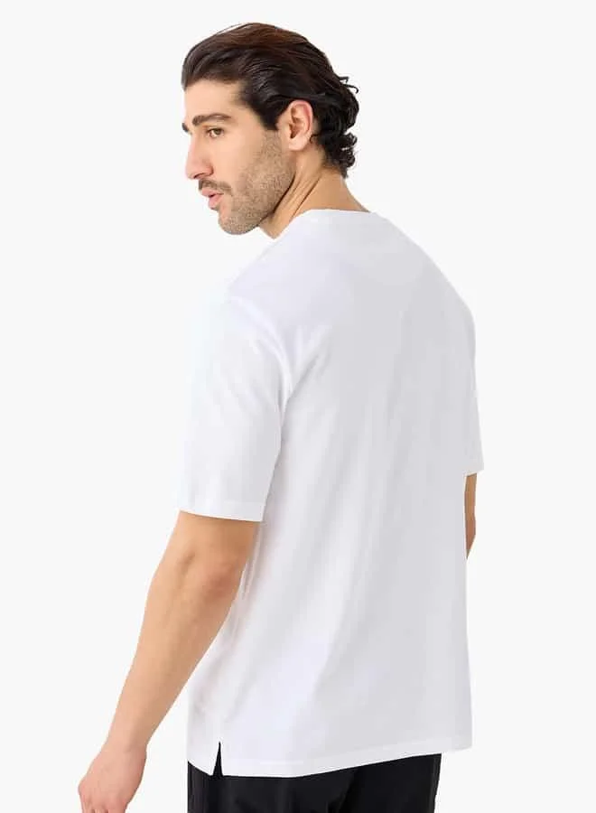 ADOT by Splash Typographic Print Crew Neck T-shirt with Short Sleeves