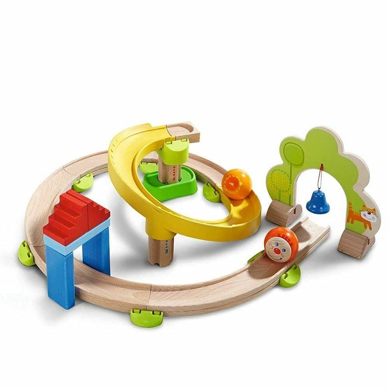 HABA Ball Run Kullerbu Spiral Track 26 Piece Wood Plastic Marble Run Set with Wild Curves Bell for Kids 26 STEM Toy Marble Maze Building Set - Image 2
