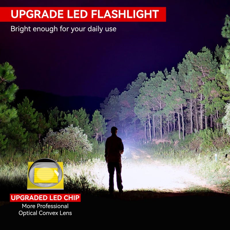 LETMY Tactical Flashlight S2000-2 Pack Bright Military Grade LED Flashlights High Lumens - Portable Handheld Flash Light, 5 Modes Zoomable Waterproof Flashlights for Home Emergency Camping- Pink - Image 2