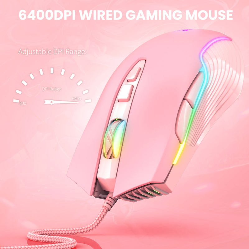 ONIKUMA CW905 USB Wired Gaming RGB LED Light E-sports Optical Adjustable 6400DPI for Laptop Desktop PC Computer - Image 3