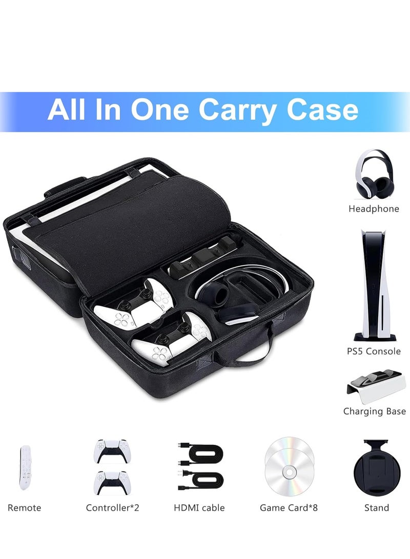 Rightsure PS5 Carrying Case for 2020 Disc Edition, EVA Hard Shell Protective Storage Bag with Dual Dividers, Waterproof, Travel Bag Compatible with Console, Dual Controllers & Accessories (Black) - Image 3