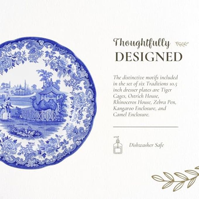 Spode Blue Room Zoological Plate Set, Set of 6-10.5-Inch Earthenware Dinner Plates Featuring Exotic Animal Motifs Fine Tableware for Dining or Display Microwave & Dishwasher Safe - Image 3