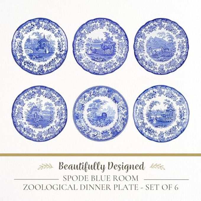 Spode Blue Room Zoological Plate Set, Set of 6-10.5-Inch Earthenware Dinner Plates Featuring Exotic Animal Motifs Fine Tableware for Dining or Display Microwave & Dishwasher Safe - Image 5