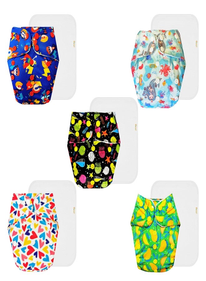 Dumbledo Premium Cloth Diaper with Cotton Insert (Pack of 5) | Dry Feel and Comfortable | Leakproof | Travel Friendly | Perfect for Indian Summers | 3 Months - 3 Years | Unisex Baby - Image 1