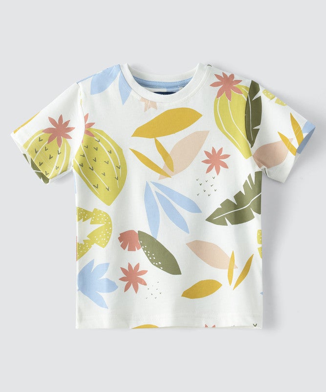 JAM BOYS KIDS TROPICAL LEAF PRINT SHORT SLEEVE T-SHIRT - Image 1