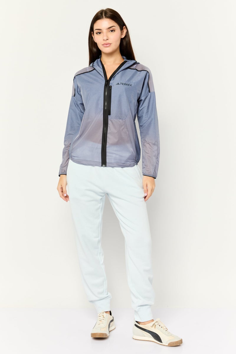 Adidas Women Regular Fit Long Sleeves Outdoor Jacket, Slate Blue - Image 4