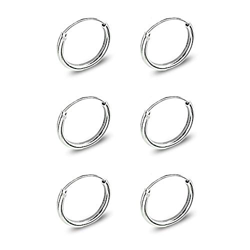 Hoops 4 Less Hoop Earrings for Women Sterling Silver Cartilage Earring 10mm Round Small Hoops for Men Fashion Trendy Summer - Image 1