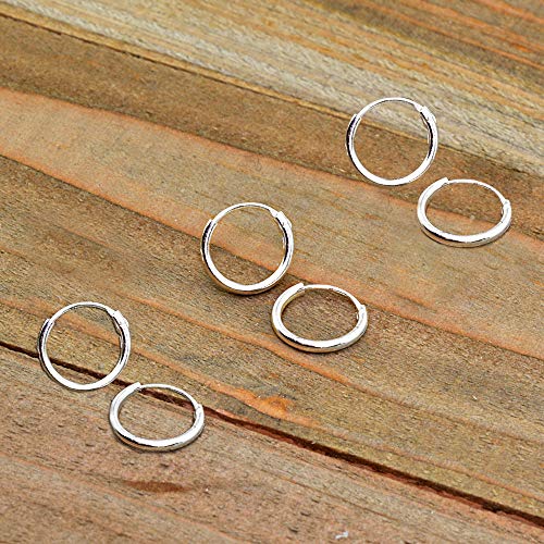 Hoops 4 Less Hoop Earrings for Women Sterling Silver Cartilage Earring 10mm Round Small Hoops for Men Fashion Trendy Summer - Image 5