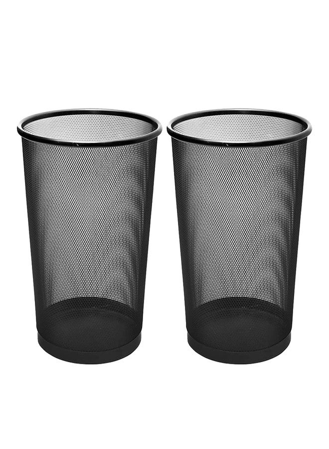 ARZOO Metal Mesh Round Dustbin for Waste & Papers, 28 x 19 x 23 cm,Black(2 PACK) - Image 1