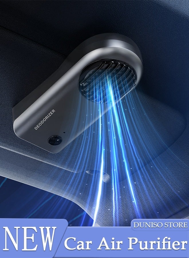 DUNISO Portable Car Air Purifier with Back Clip for Sun Visor, USB Air Freshener Mini Vehicle Air Purifier for Pollution, Odors, Gases, Car Fumes, Viruses, Great for Travel or Daily Commute - Image 1