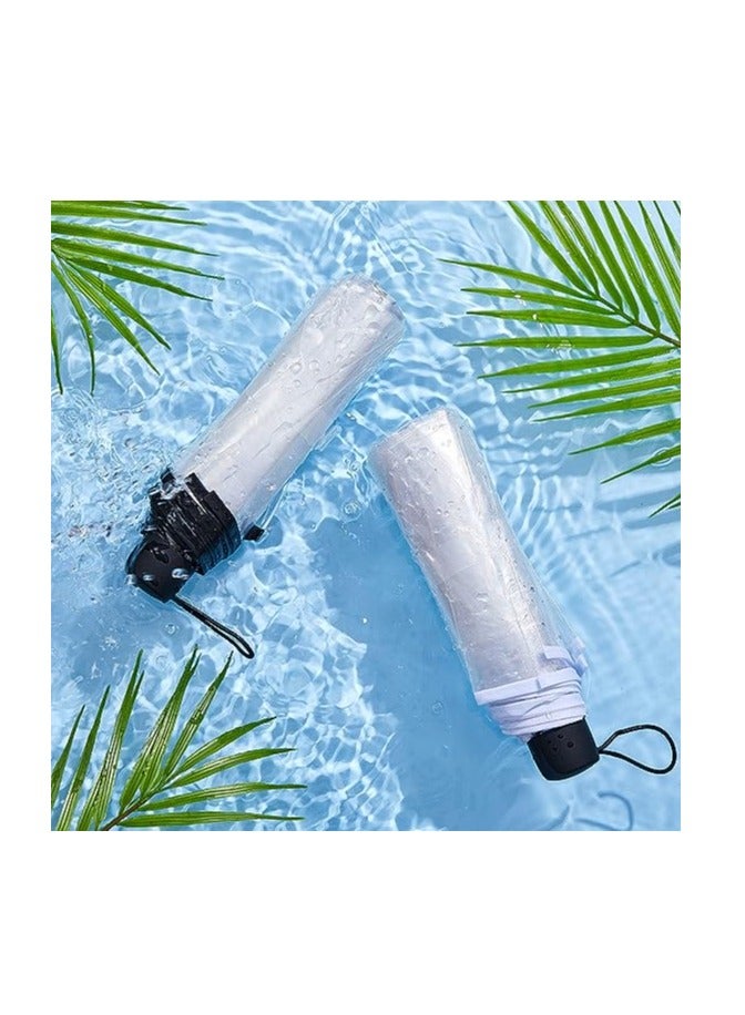Clear Umbrella Transparent Portable Umbrella Compact Foldable Umbrella Manual Open Close Folding Umbrellas for Wedding Travel Dating 2 Pcs - Image 4