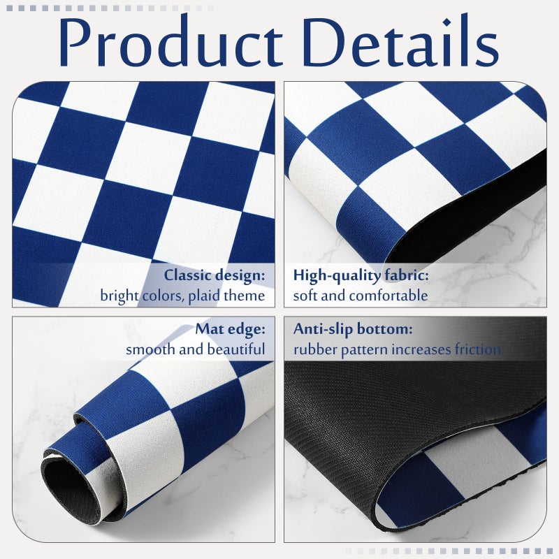 Tinideya Coffee Mat Checkered Dish Drying Mat for Kitchen Counter Coffee Bar Vintage Buffalo Dish Pad Absorbent Kitchen Drying Mat for Bar Station Accessories Easy Clean(Dark Blue,12 x 16 Inches) - Image 3