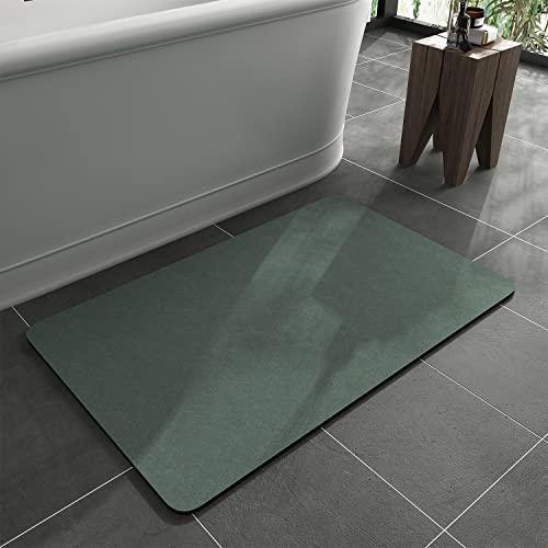 MontVoo Bath Mat RugRubber Backing Non Slip Quick Dry Absorbent Thin Bathroom Rugs Fit Under DoorFaux Suede Surface Bathroom Floor MatsShower Rug for in Front of Bathtub Shower Green 16x24