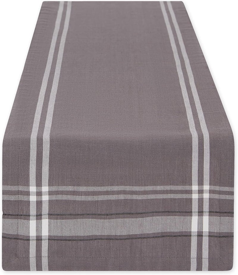 DII 100% Cotton, Machine Washable, Everyday French Stripe Kitchen Table Runner For Dinner Parties, Events, Decor 14x72" - Gray Chambray - Image 1