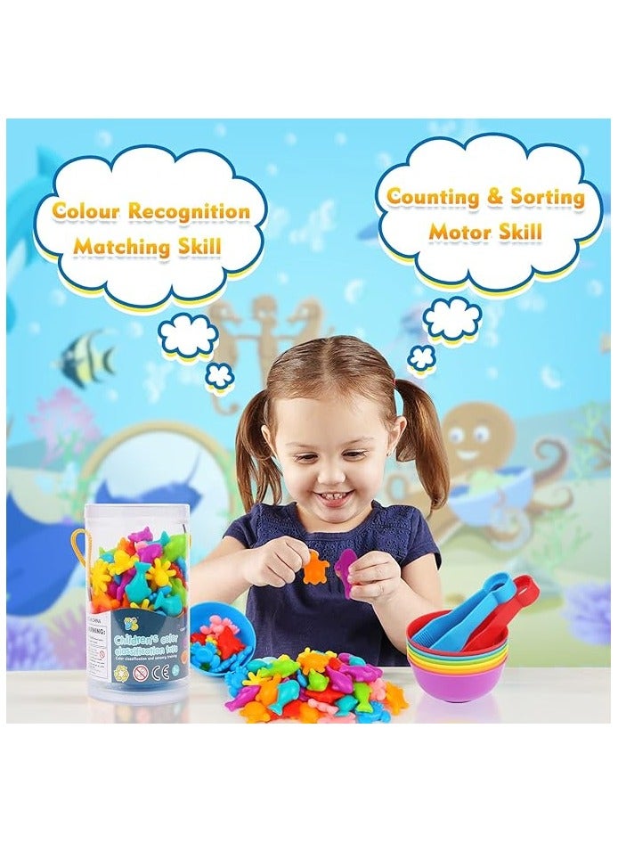 Counting Animals Toys Matching Game for Kids with Sorting Bowls Preschool Learning Educational Activities Toys Color Classification and Sensory Game Set Toddler Montessori Toys - Image 3