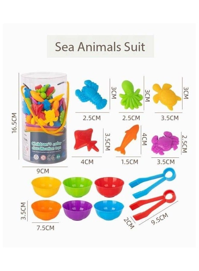 Counting Animals Toys Matching Game for Kids with Sorting Bowls Preschool Learning Educational Activities Toys Color Classification and Sensory Game Set Toddler Montessori Toys - Image 1