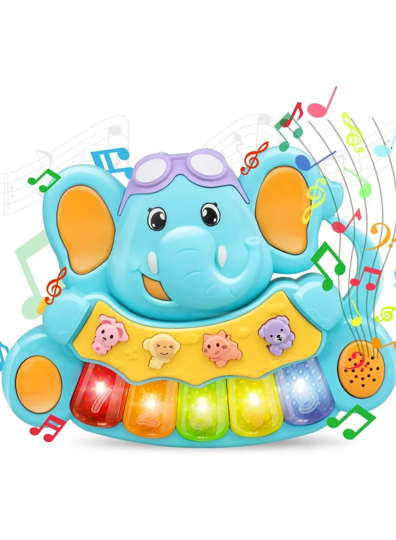 TOOLY Musical Elephant Piano Toy with Lights, Learning &amp; Music Modes for Kids (Size: 16.8 x 4 x 13 Cm)