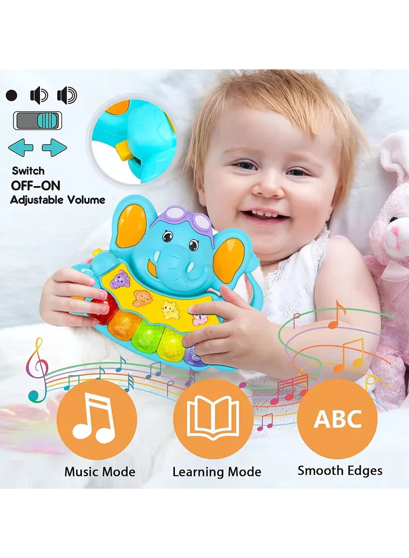 TOOLY Musical Elephant Piano Toy with Lights, Learning &amp; Music Modes for Kids (Size: 16.8 x 4 x 13 Cm)