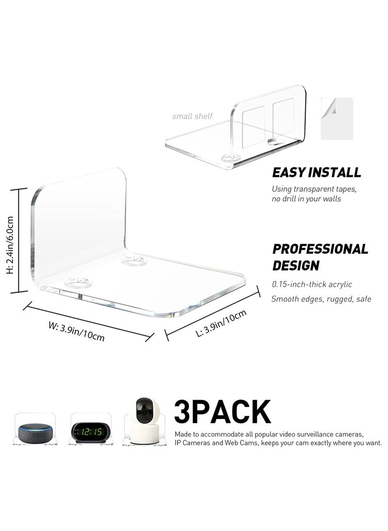 Eworld - Clear Acrylic Floating Wall Shelves – Wall Mount Display for Baby Monitors, Speakers, Small Plants & Decorative Items - Image 1