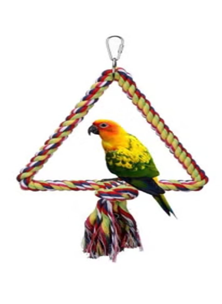 SYOSI ألعاب الطيور، سلم طائر ملون متعدد الألوان، أرجوحة قطنية لألعاب الببغاء (مثلث) - Image 1