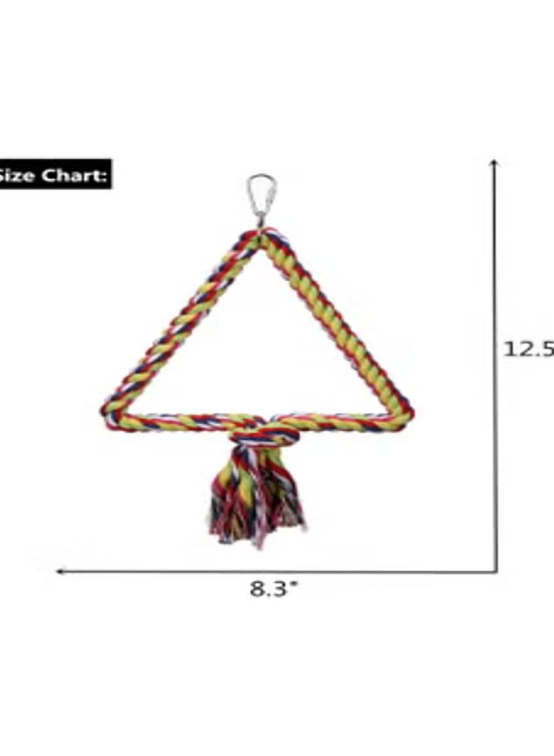 SYOSI ألعاب الطيور، سلم طائر ملون متعدد الألوان، أرجوحة قطنية لألعاب الببغاء (مثلث) - Image 2