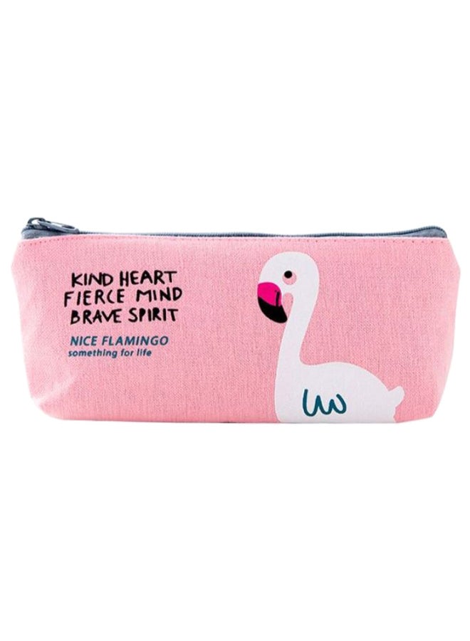 Flamingo Printed Pencil Case Pink - Image 1