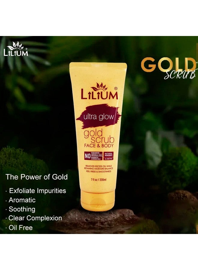 Lilium Herbal Apricot & Gold Face & Body Scrub, 200ml Each | For Feel Fresh & Smoothness, Remove Excess Oil & Dead Skin Cells, Enriched With Gold Dust & Vitamin E, Pack of 2 - Image 2