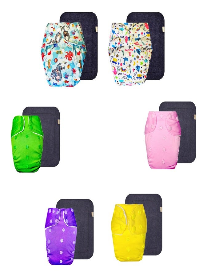 حفاضات قماشية فاخرة من دمبلدو مع حشوة رمادية (عبوة من 6 قطع) | ناعمة ولطيفة | تسمح بمرور الهواء | سهلة التنظيف | تغيير حفاضات بدون قلق | من 3 أشهر إلى 3 سنوات | للجنسين - Image 1