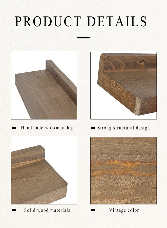 Freezing point Floating Shelves for Wall Set of 2 Natural Wood 16Inch Wall Shelf Decor Plant Display Collectibles Mounted Kitchen Bathroom Bedroom Corner Decorative Storage Stand Brown - Image 3