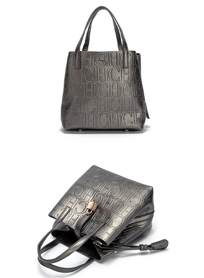 CH CH CHCH Spring Festival Fashion Large-capacity Women's Handbag Bucket Tote Bag Grey - Image 3