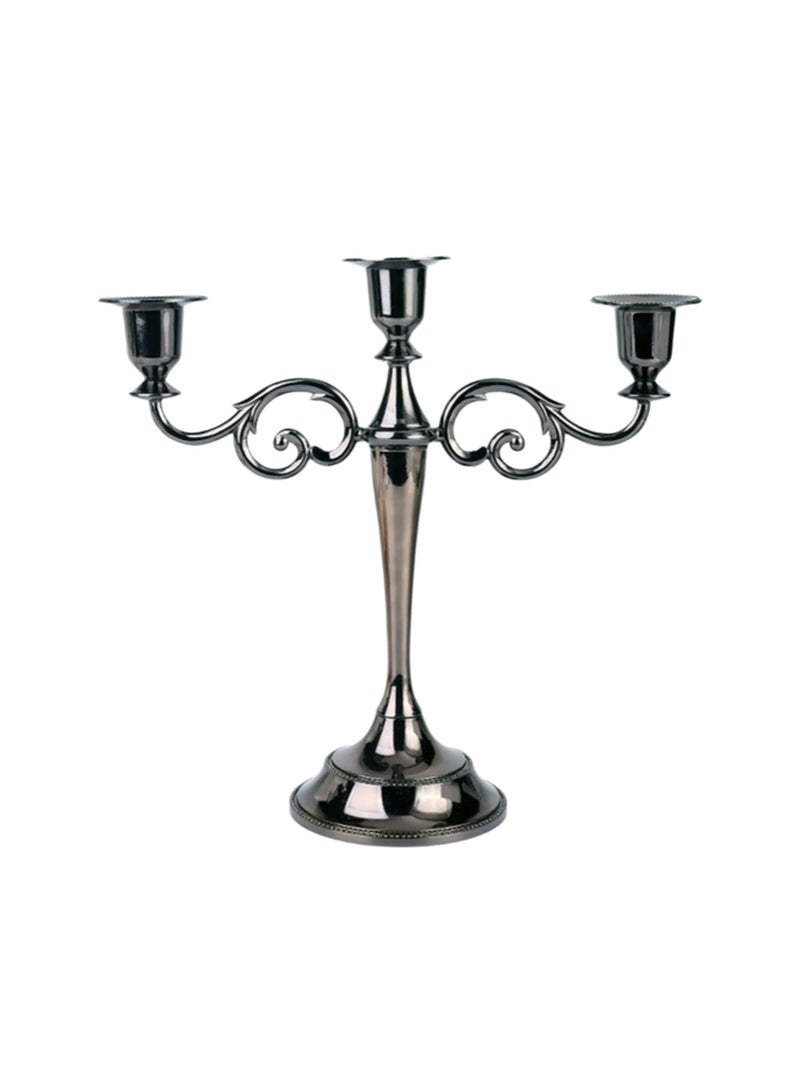 Black Three-Head Vintage Metal Candle Holder Creative Candle Cup Ornaments, Suitable For Pillar Taper Candles And Tea Lights, Suitable For Family Dining Table Home Decoration - Image 1