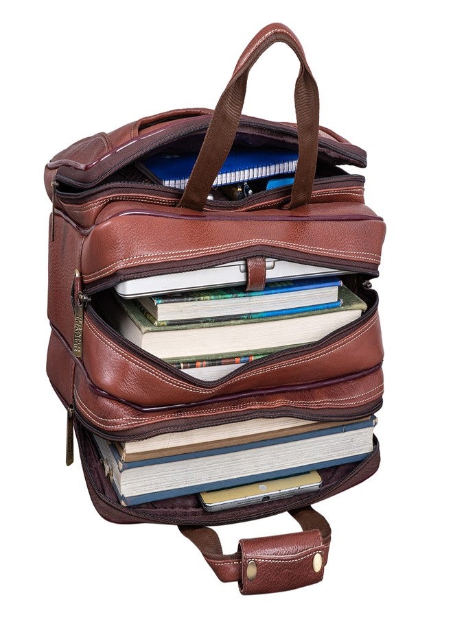 BRAND LEATHER Genuine Leather 16 Inch Laptop Messenger Bag For Business|Travell|Meeting|Office (TAN) - Image 5