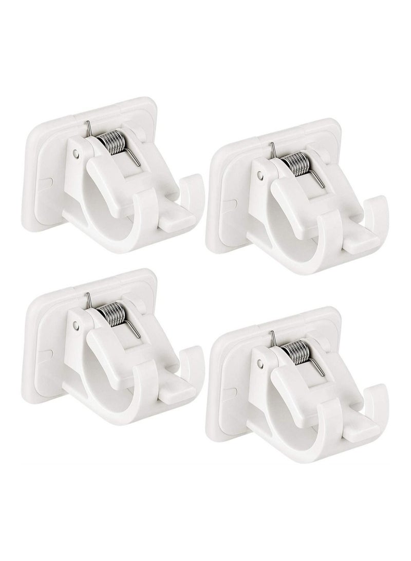 Adjustable Rod Bracket, 4Pcs Nail Free Self Adhesive Curtain Rod Brackets, No Drill Round Rod Fixing Clip for Hanging Net Curtain, Party Garden Decoration - Image 1