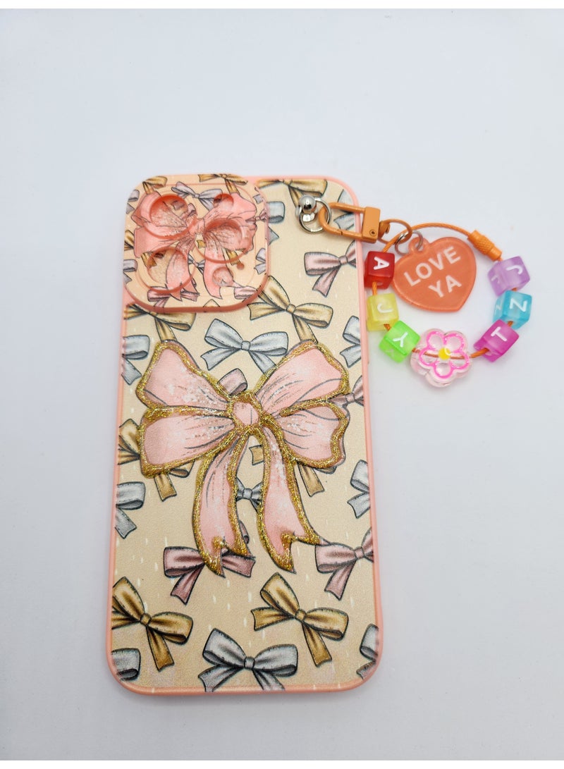 Acnor Bow Design Case for iPhone 15 Pro Max with Hand Strap and Charm – Glitter Protective Cover - Image 4