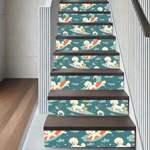 HOMETITUTE Dog Surfing Wallpaper Peel and Stick Vinyl SelfAdhesive Removable Contact Paper Cartoon Puppy and Waves Design for Walls Countertops Cabinets Home Decor 157x394 - Image 3